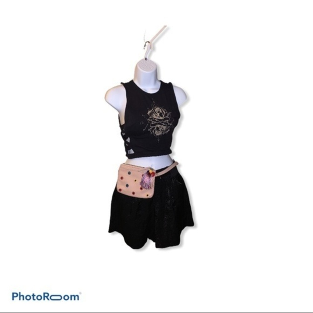 Jennifer Lopez black metallic shorts size …